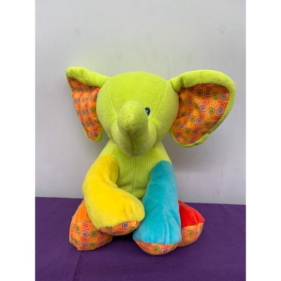 First Impressions 10 Inch Elephant, Bright Vibrant Colorful Plush Stuffed Animal - Picture 1 of 12